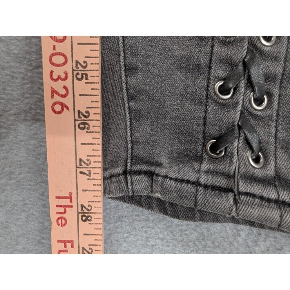 Torrid Denim Jeans Size 3R Grey Jegging Pull On Lace Up Legs High Rise Stretch - Picture 7 of 12
